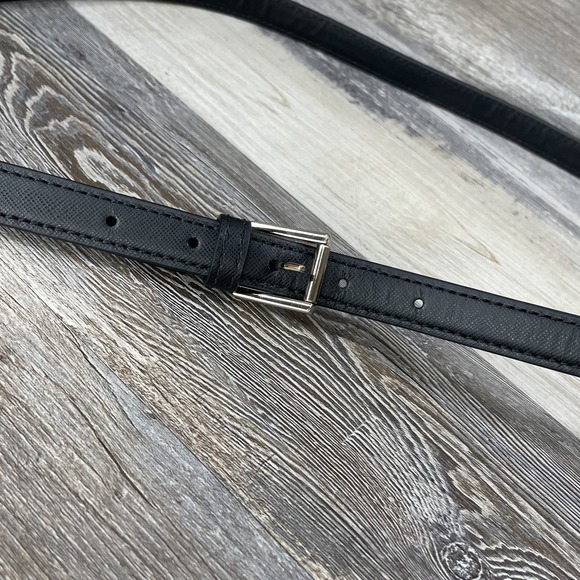 TORY BURCH Leather REPLACEMENT Strap Excellent GoldTone Crossbody Black 5/8" - Picture 2 of 6